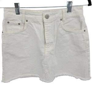 Urban Outfitters Denim Mini Skirt M White Frayed Hem 5 Pocket Cotton Rockabilly